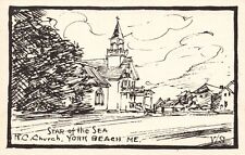 Postcard ME York Beach Star of the Sea R. C. Church Linen Vintage PC f5527 picture
