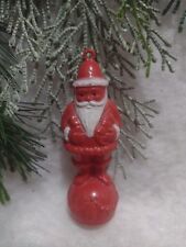Vintage 1930-40's IRWIN Plastic ROLY POLY SANTA on Holly Ball Christmas Ornament picture