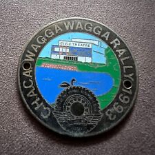 VINTAGE C.H.A.C.A 1993 WAGGA WAGGA RALLY ENAMEL CAR GRILLE BADGE picture
