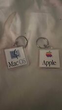 Vintage Apple MacOS two sided keychain smile logo rainbow Apple logo  picture