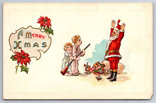 Vintage Postcard Santa Claus Being Held at Gun Point by Kids Divided Back ~7526 picture
