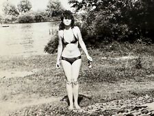 1970s Pretty Attractive Brunette Woman Bikini Thin Waist Portrait Vintage Photo picture