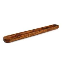 Casa -carved Acacia Wood Long Olive Tray Canoe - Table Centerpiece picture