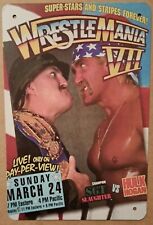WWF WrestleMania VII Champion Sgt. Slaughter vs. Hulk Hogan metal wall sign picture
