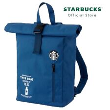 Starbucks Backpack Blue Gift Recycled Cloth Bag Made from Plastic Water Bottles. picture