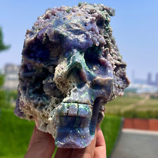 2.74LB Natural Grape Agate Quartz Hand Carved Skull Crystal Reiki Decor Gift picture