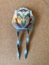 Vtg Gibson Gene Navajo Inlaid Crushed Coral Turquoise Silver Hair Pin Barrette picture