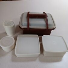 Vintage 11 Pc Tupperware Pack N Carry Lunch Box Set Brown # 1254 Retro Very Nice picture