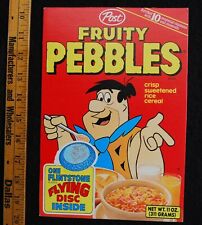 [ 1980s Fruity Pebbles Cereal Box Front Panel - Flintstones Flying Disc Frisbee] picture
