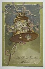 Vintage Easter Postcard, Beautiful Embossed Floral Bell, Divided Back picture