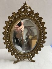 Cast Iron Painted Antique Victorian Table Top Lucky Irish Shamrock Mirror picture