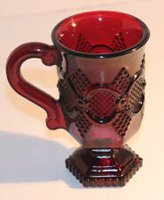 Avon 1876 Cape Cod Ruby Red Glass Pedestal Drinking Cup Mug, Vintage picture