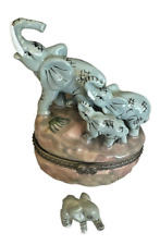Direct Connection Elephant & Babies Hinged Trinket Box, Miniature Fig. included. picture