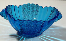 Vtg EARLY ~ FENTON GLASS -Daisy & Button- Oval Bowl. Colonial Blue. 1930s. MINT picture