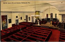 1930'S. OLD ST. JOHN'S CHURCH INTERIOR. RICHMOND, VA. POSTCARD w19 picture