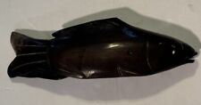 Hand Carved Vintage Wood Fish Sculpture 15.5x5 In. Brown picture