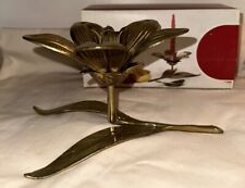 Vintage Brass Mid Century Flower Candle Holder&Ashtray 5 Removable Petals Italy picture