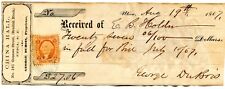 1867 CHINA HALL UTICA NY RECEIPT TO E B HOLDEN TURIN NY REVENUE STAMP GEO DUBOIS picture