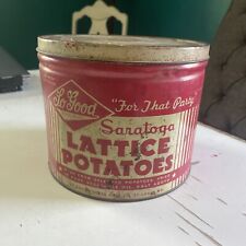 1950s Vintage SO GOOD st louis Saratoga Potato Chips lattice potatoes tin picture