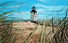 Postcard Beach Grass Brant Point Lighthouse Nantucket Massachusetts MA VTG picture