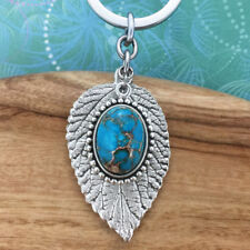 Leaf Keyring Keychain with Blue Ocean Jasper Large Charm picture
