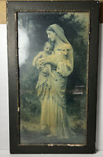 Vintage Antique?  L'Innocence Mary Baby & Lamb Bouguereau Framed B&W 23