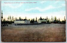 Vtg Washington WA Fort Lawton Parade Grounds & Officers Quarters 1910s Postcard picture