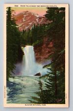 MT- Montana, Trick Falls Two Medicine Chalets, Antique Souvenir Vintage Postcard picture