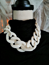 Chunky Lucite Ring linked statement necklace Ivory picture
