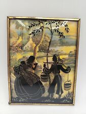 Vintage Silhouette Reverse Paint Picture Woman & Water Carrier Domed Small 3