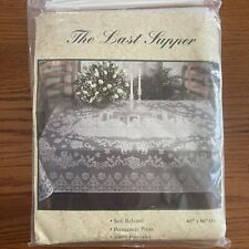 Vint. THE LAST SUPPER Beige Lace Tablecloth Christmas NIP 60 x 86 OVAL 6-8 Seats picture