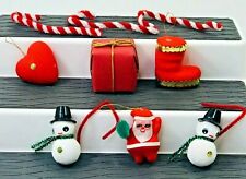 Vintage Foam Felt Christmas Ornaments Decor Snowman Santa Boot Candy Canes  picture