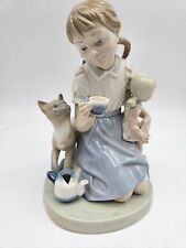 Lladro 1280 Child's Play Retired Box Girl Cat Teacup picture