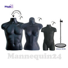 Set of Male Female Child Toddler Torso Forms with 3 Hangers & 1 Stand Black Form picture
