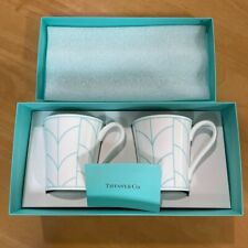 Tiffany & Co. Pair Mug Cup Lot of 2 cups set White Leaf Collection Box From JP picture