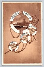 c1911 Wishes Sincere Boats on Shore Through Life Buoy Antique Postcard 0964 picture