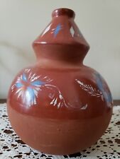 antique redware clay pottery large handpainted water jug splendid piece of past picture