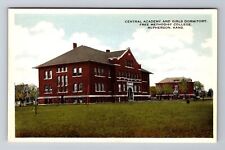 McPherson KS-Kansas, Central Academy And Girls Dormitory Vintage Postcard picture