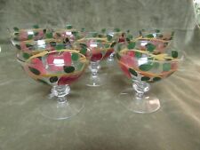 1950's Imperial Glass Franciscan China Apple Tall Sherbet Stem Lot of 9 Pieces picture
