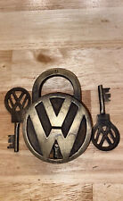 Volkswagen Passat Jetta Padlock Lock Key Patina VW Set Lot SOLID METAL Auto Car picture