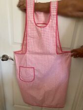 Vintage Pink/White Checked Open Back Full Bib One Pocket Apron picture