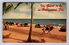 Hollywood FL-Florida, General Greetings Beach, Antique, Vintage c1955 Postcard picture