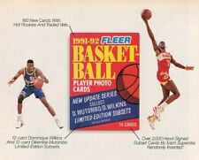 1991-92 Fleer Basketball Playing Cards Promo Vtg Full Page Print Ad 8X11 picture