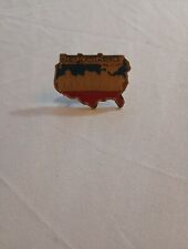 Hands Across America Lapel Pin May 25, 1986 Map Shaped Red White & Blue Vintage picture