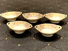 BEAUTIFUL HAND PAINTED SET OF 5 ANTIQUE R S GERMANY SMALL OVAL BOWLS FOR DESERT picture