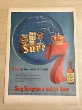 Seagram's Blended Whiskey Sure 7 Crown Globe 1953 Vintage Print Ad Life Magazine picture