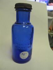 COBALT BLUE Bromo Caffeine for All Headaches medicine bottle w/ metal cap picture