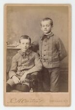 Antique c1880s Cabinet Card Two Handsome Young Brothers in Suits Cortland, NY picture