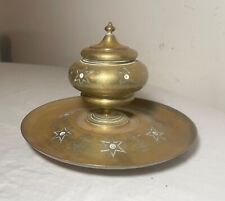 antique 19th century Victorian gilt bronze brass writing desk star inkwell stand picture