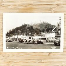 Depoe Bay Oregon Aquarium RPPC Postcard 1940s Cafe Spouting Horn Inn Cars C2954 picture